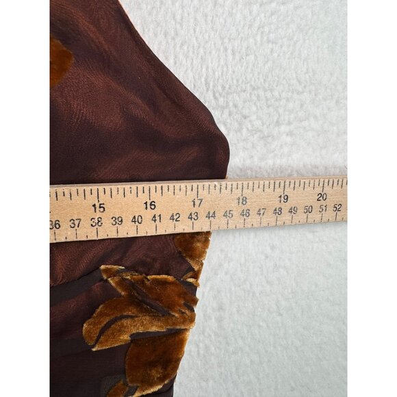 VTG Signature By Robbie Bee brown Floral Halter Dress 12 Silk Blend whimsy goth - Picture 5 of 10